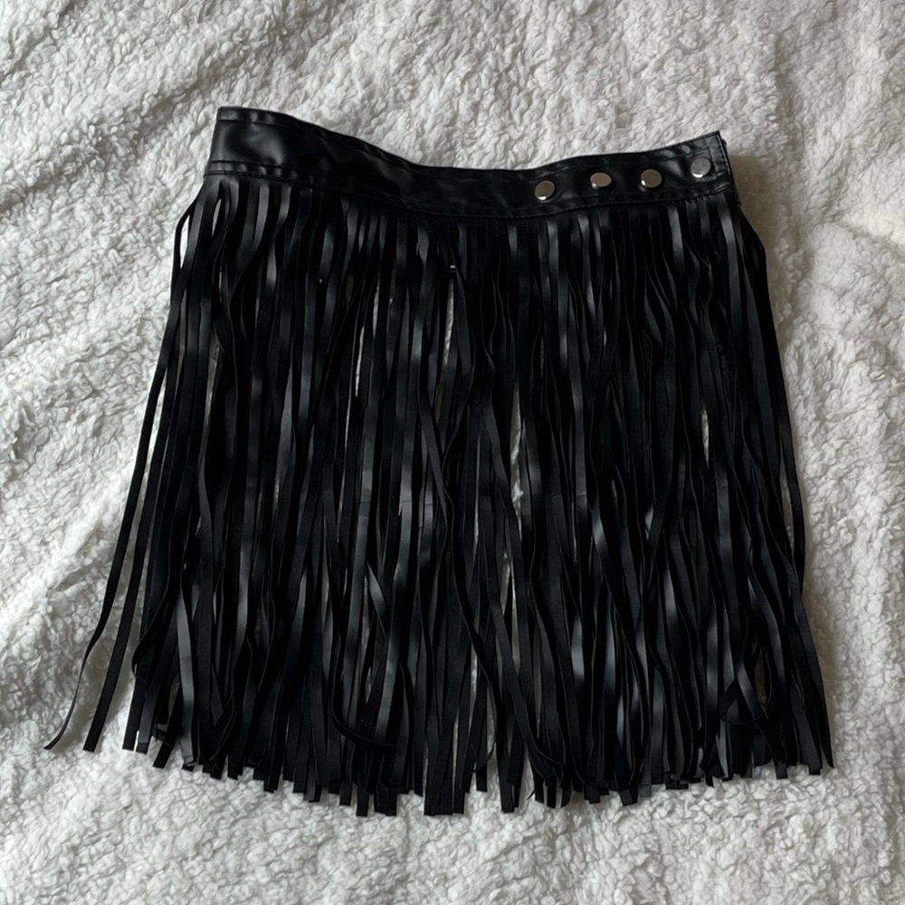 Black festival fringe skirt SHEIN
